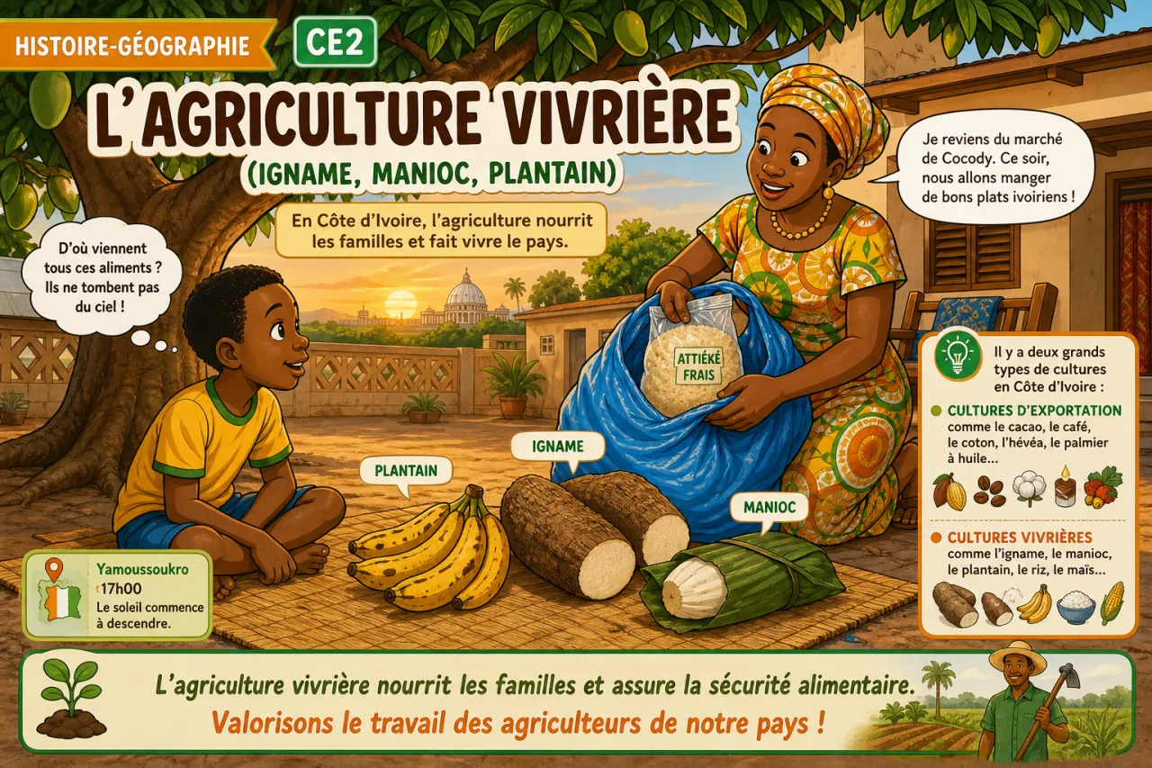 L'agriculture vivrière (igname, manioc, plantain)