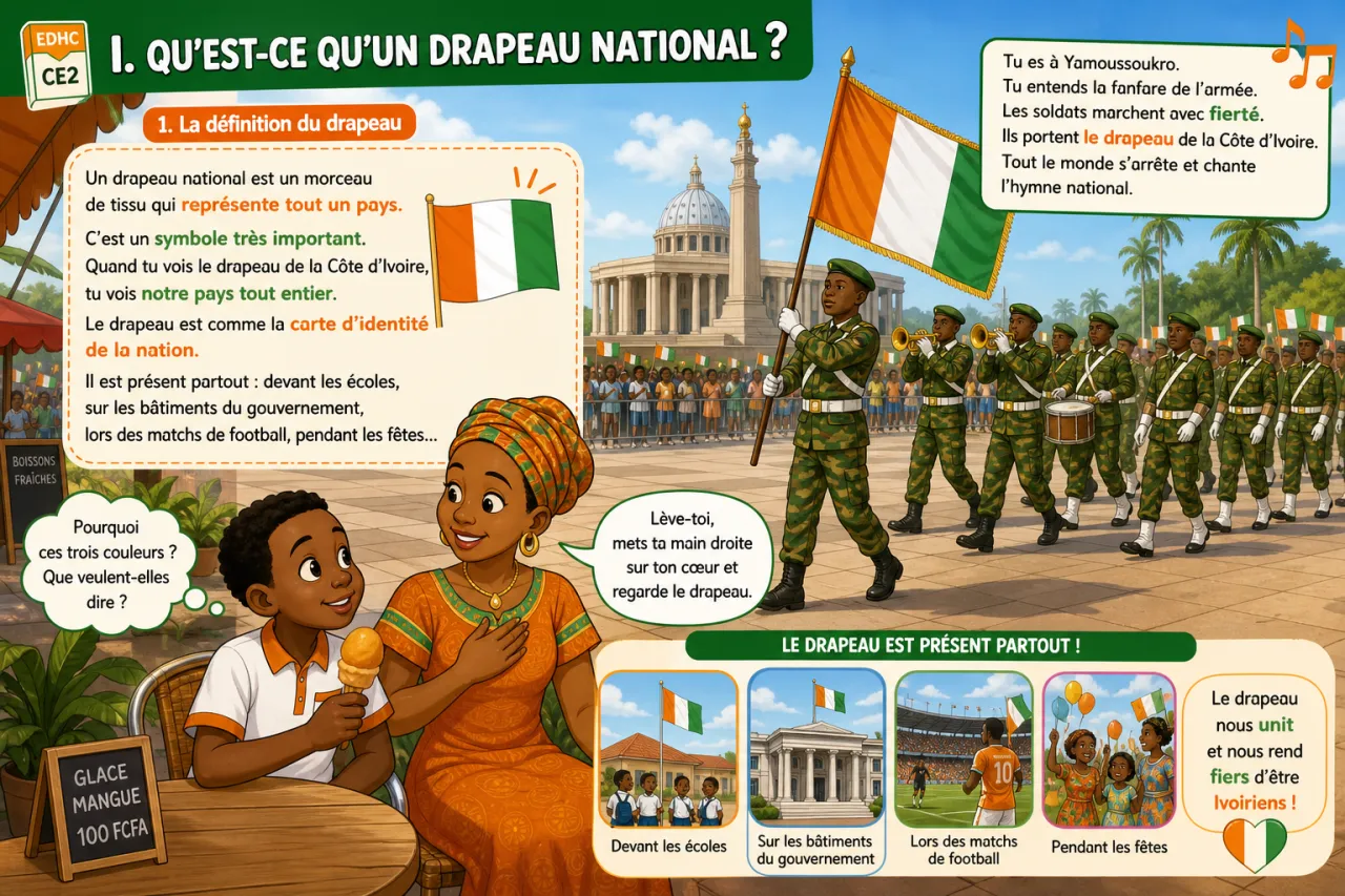 Les couleurs et la signification du drapeau ivoirien — illustration