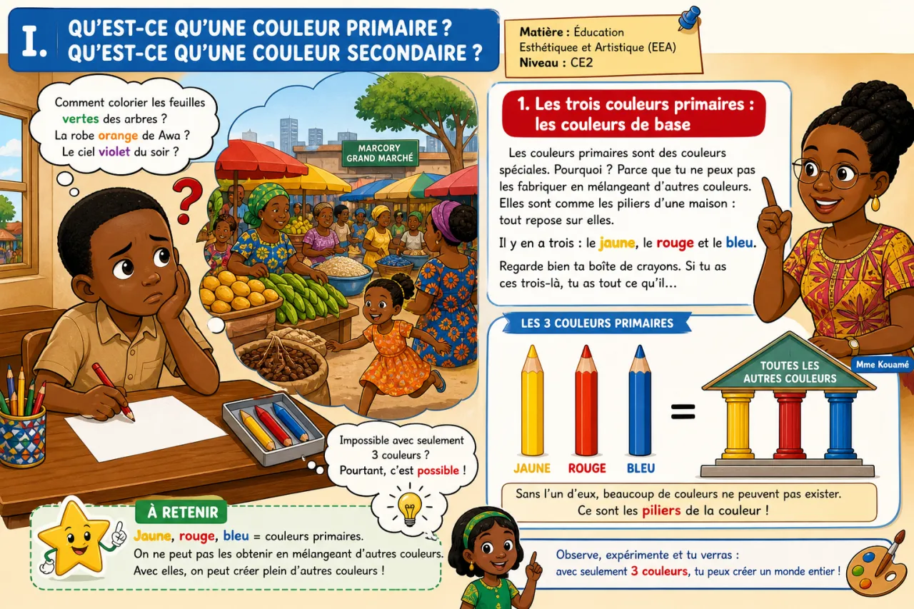 Mélanger les couleurs primaires pour obtenir des secondaires — illustration