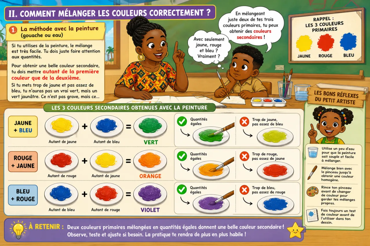 Mélanger les couleurs primaires pour obtenir des secondaires — illustration