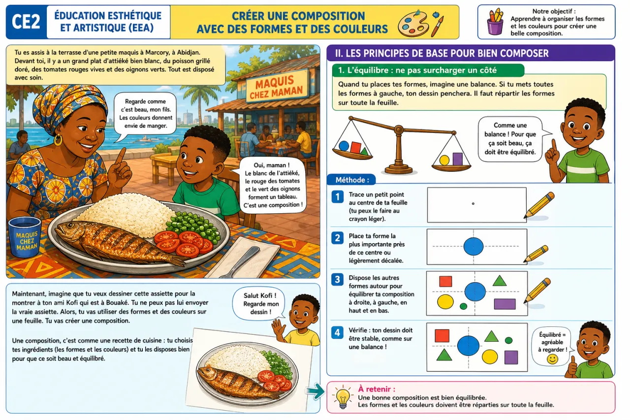 Créer une composition avec des formes et des couleurs — illustration