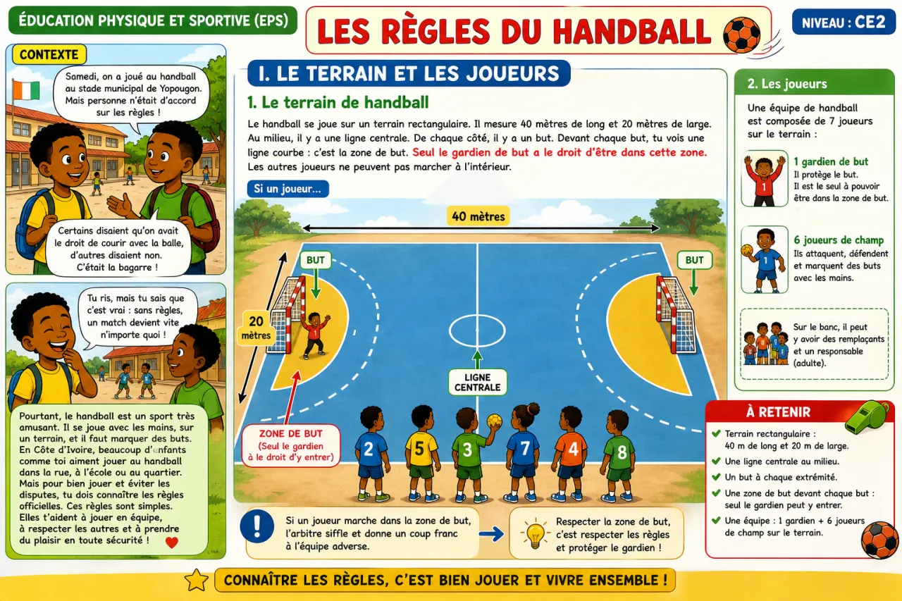 Les règles du handball — illustration