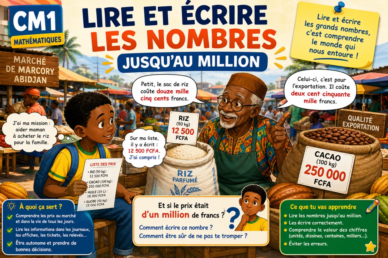 Lire et écrire les nombres jusqu'au million