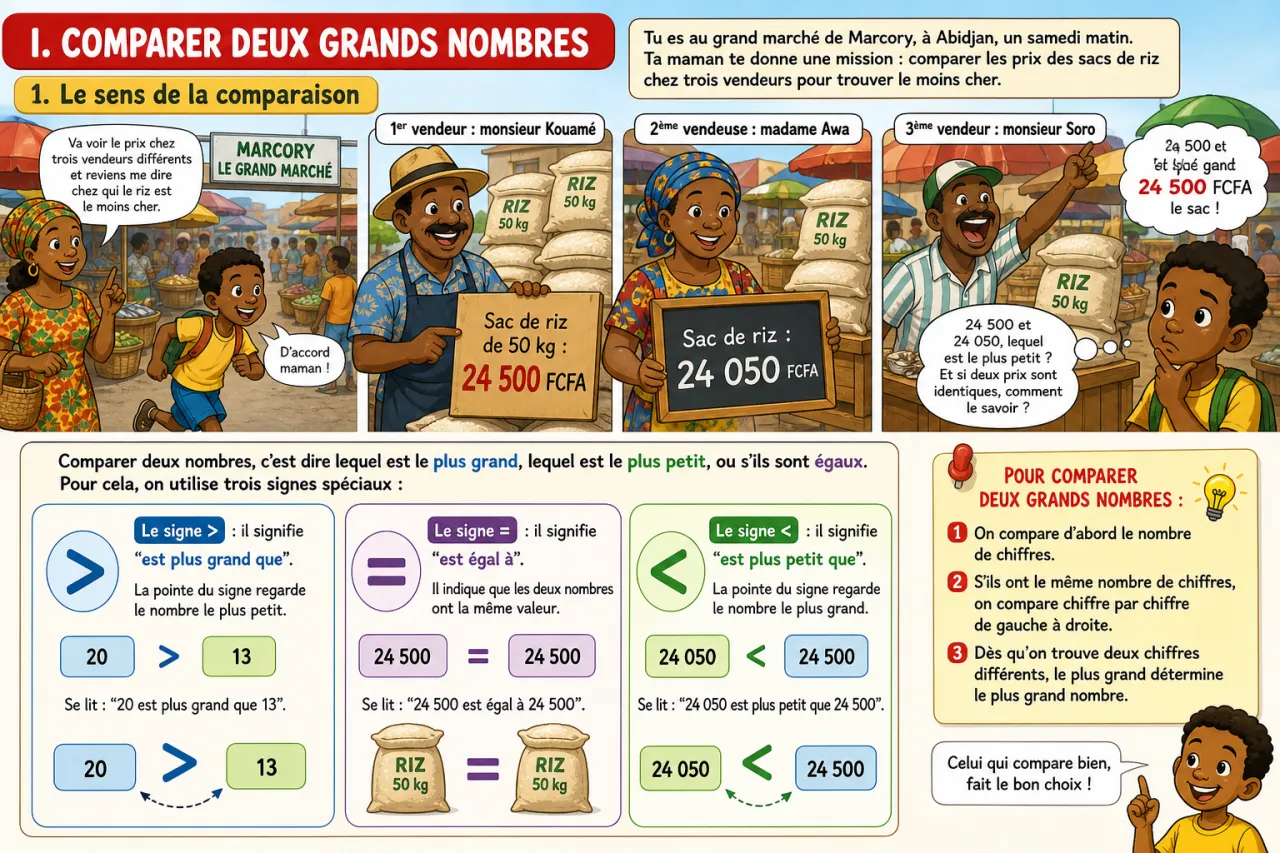 Comparer, ordonner et encadrer de grands nombres — illustration