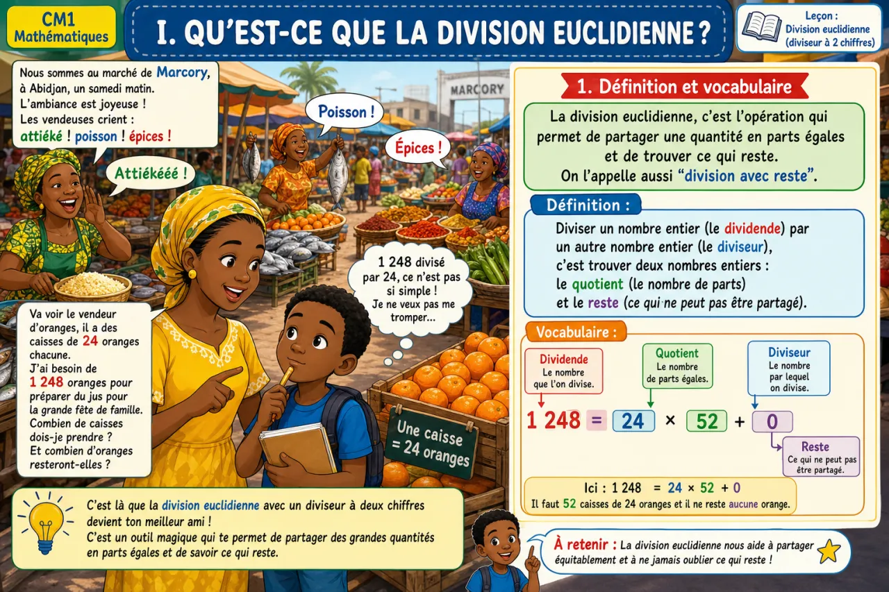 Division euclidienne (diviseur à 2 chiffres) — illustration