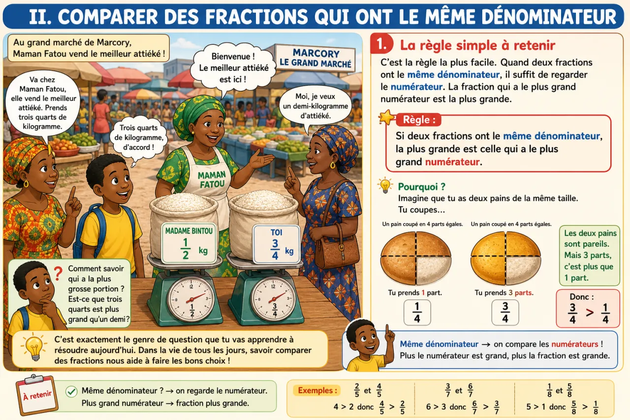 Comparer et ranger des fractions — illustration