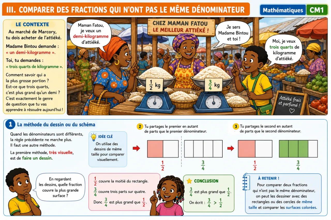 Comparer et ranger des fractions — illustration
