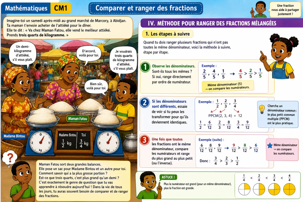 Comparer et ranger des fractions — illustration