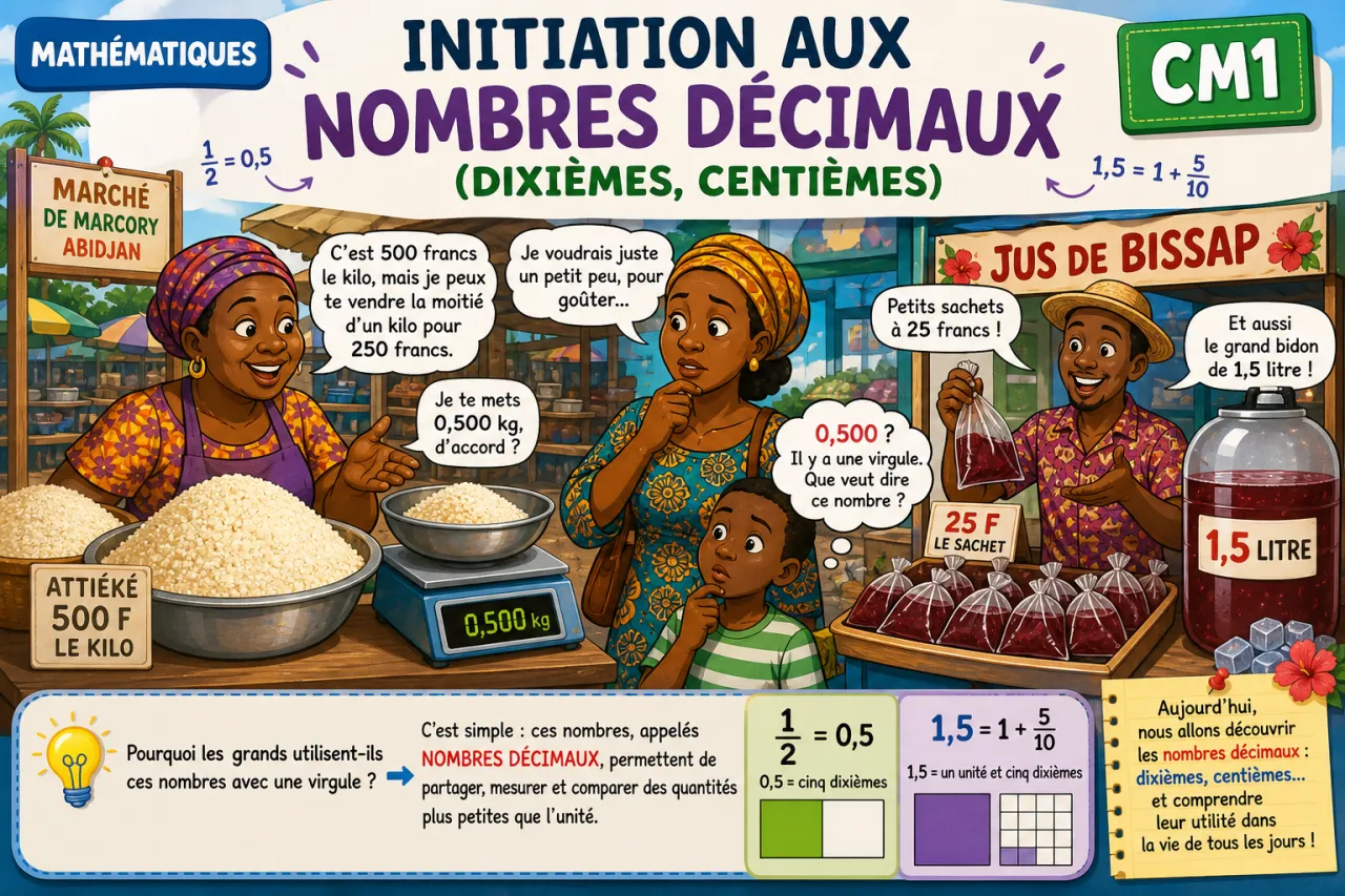 Initiation aux nombres décimaux (dixièmes, centièmes)