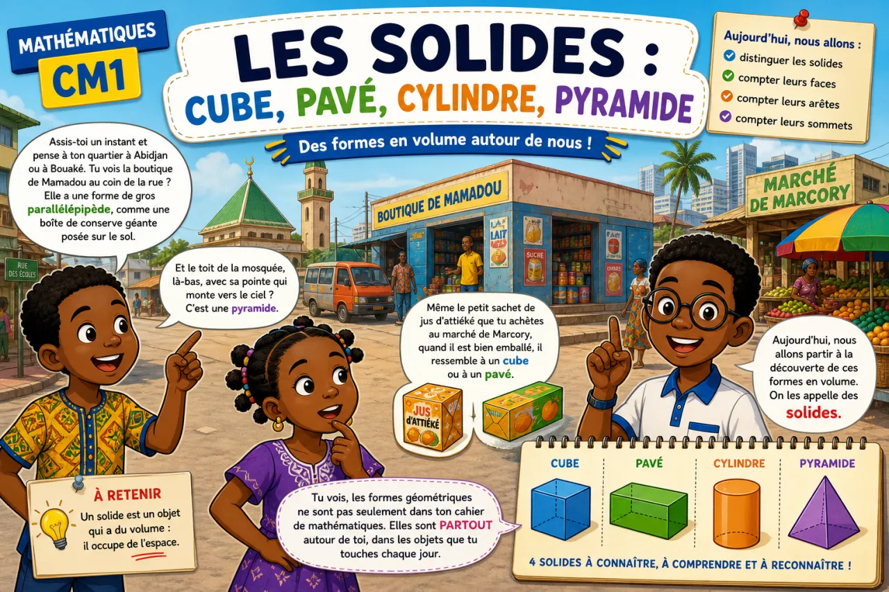Les solides : cube, pavé, cylindre, pyramide