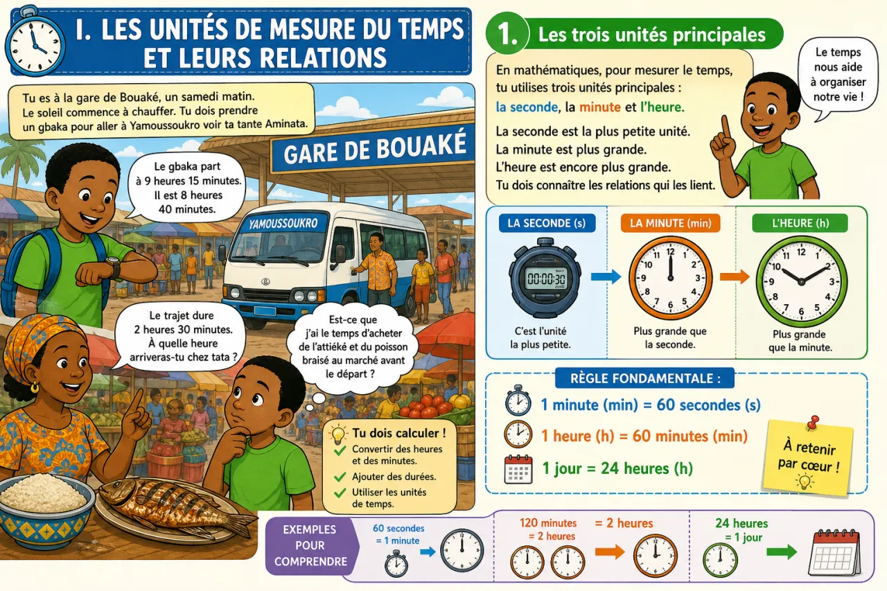 Convertir des durées et calculer des intervalles de temps — illustration