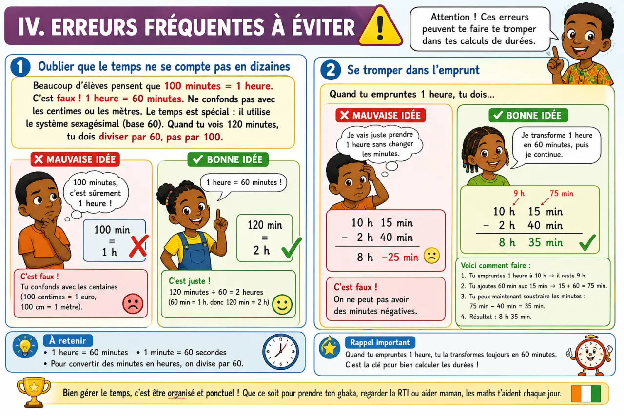 Convertir des durées et calculer des intervalles de temps — illustration