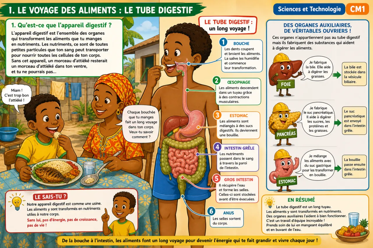 L'appareil digestif : de la bouche à l'intestin — illustration