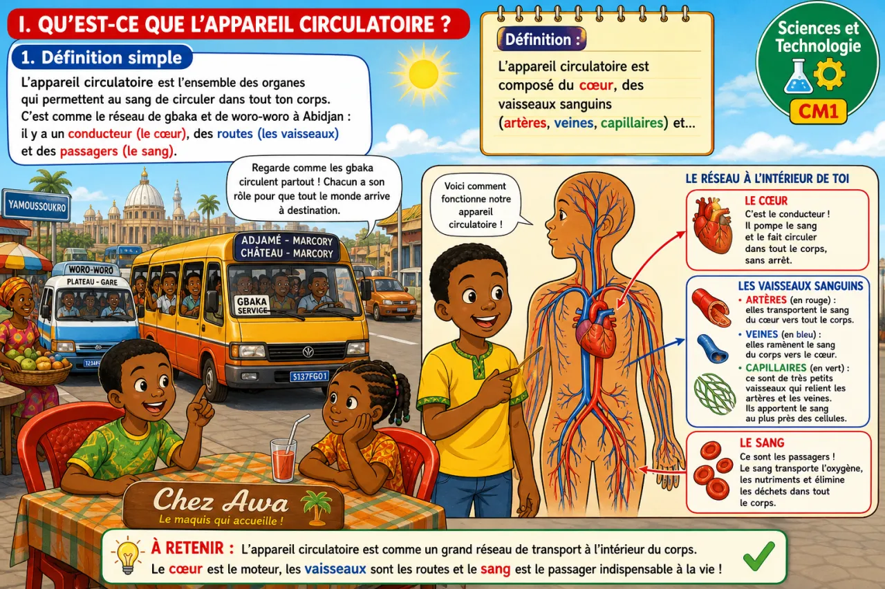 L'appareil circulatoire : le cœur et le sang — illustration