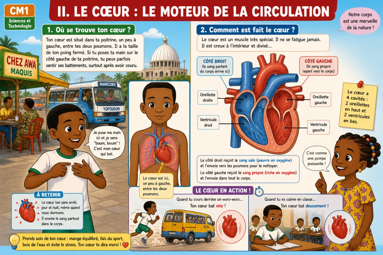 L'appareil circulatoire : le cœur et le sang — illustration