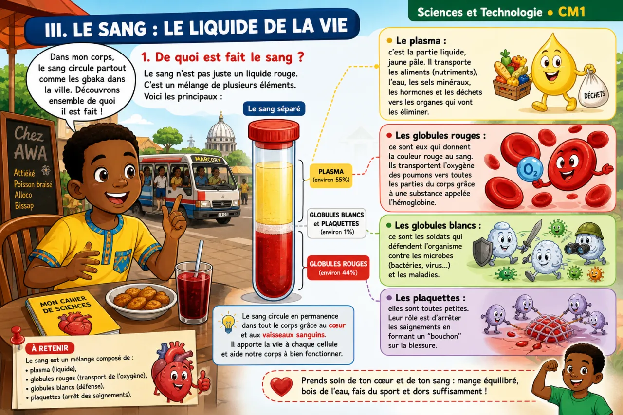 L'appareil circulatoire : le cœur et le sang — illustration