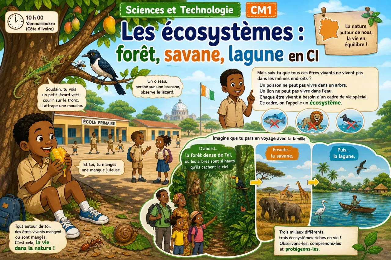 Les écosystèmes : forêt, savane, lagune en CI