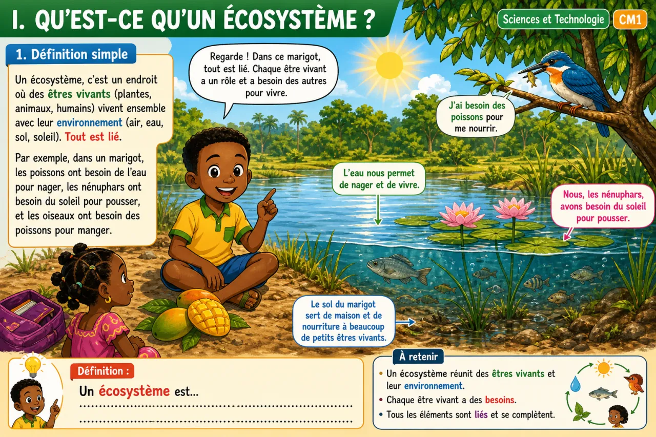 Les écosystèmes : forêt, savane, lagune en CI — illustration