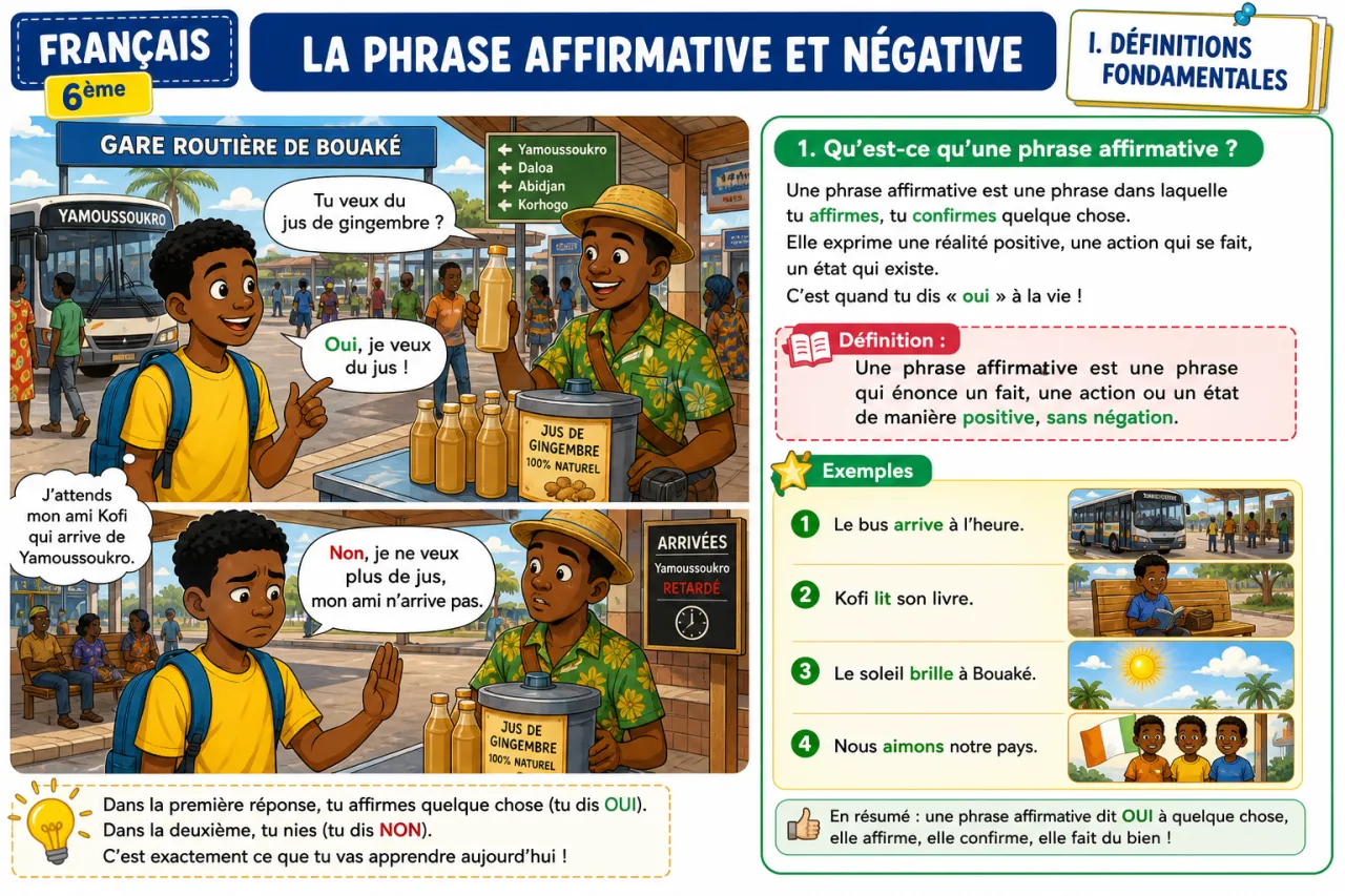 La phrase affirmative et négative — illustration