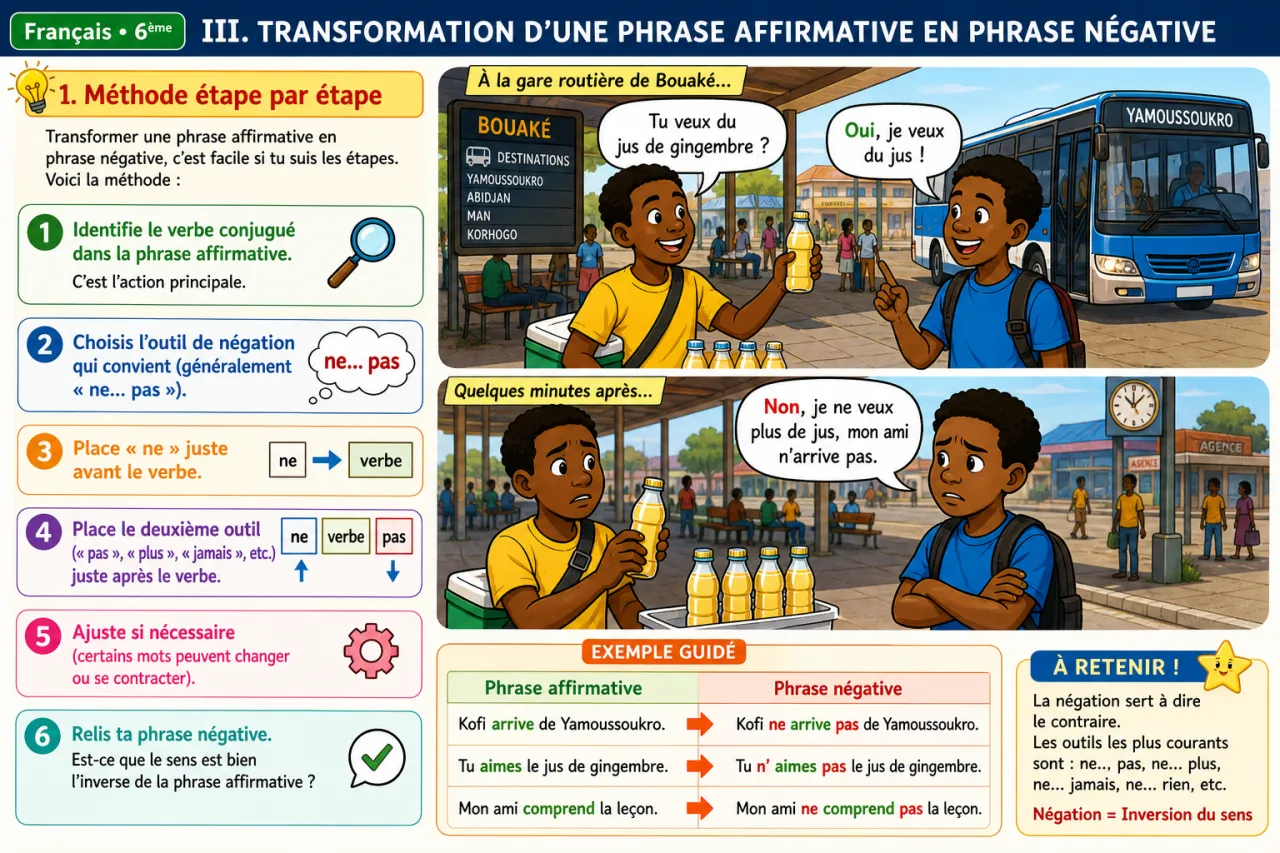 La phrase affirmative et négative — illustration