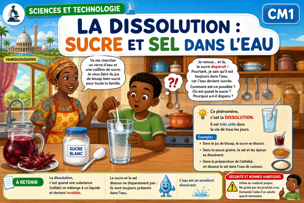 La dissolution : sucre et sel dans l'eau