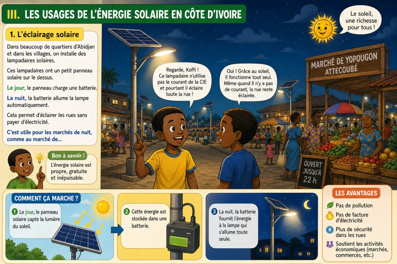 L'énergie solaire et ses usages en CI — illustration