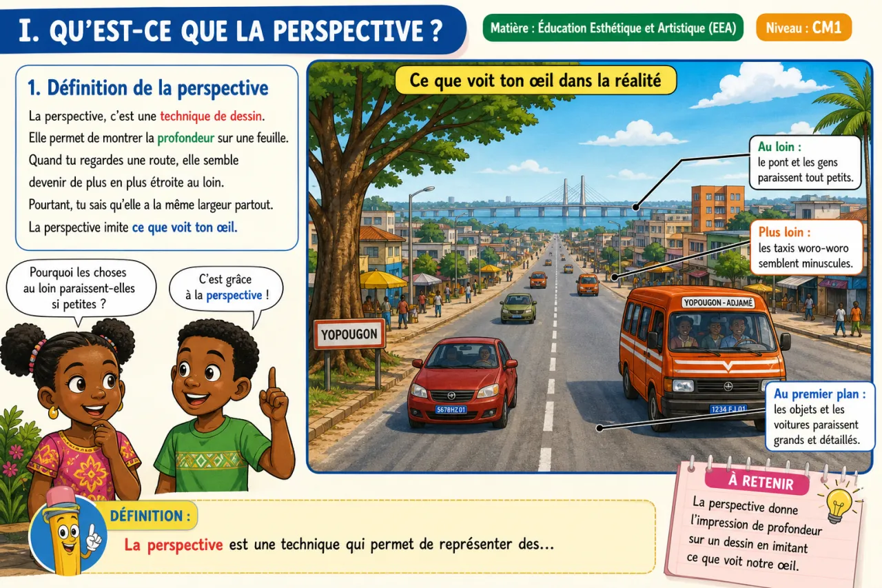 Introduction à la perspective : plan et horizon — illustration