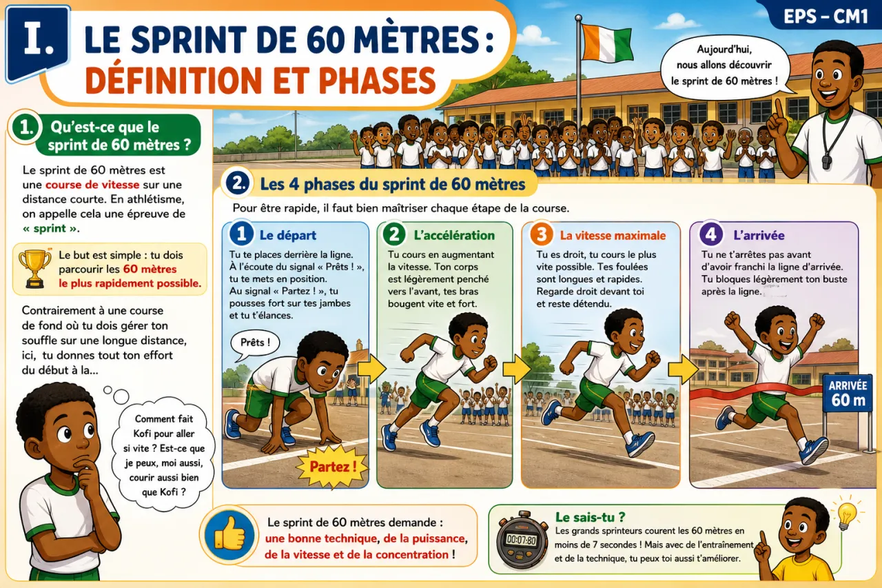 Sprint 60 m : technique et chronométrage — illustration