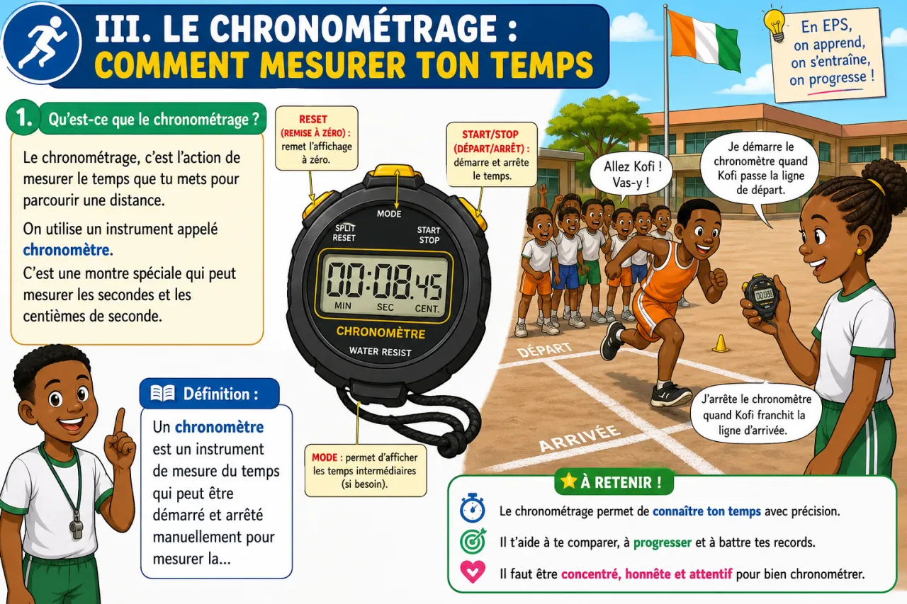 Sprint 60 m : technique et chronométrage — illustration