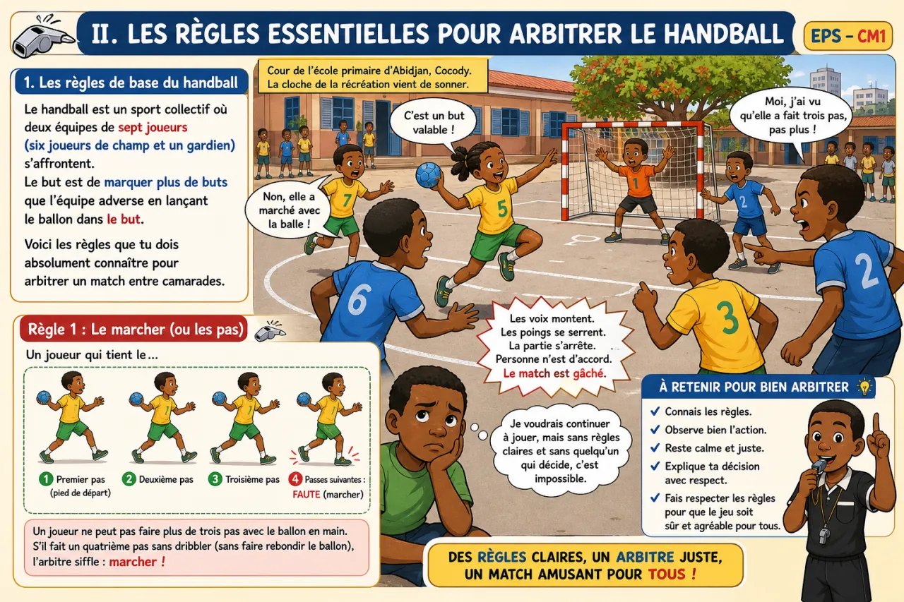 Arbitrer un match entre camarades — illustration
