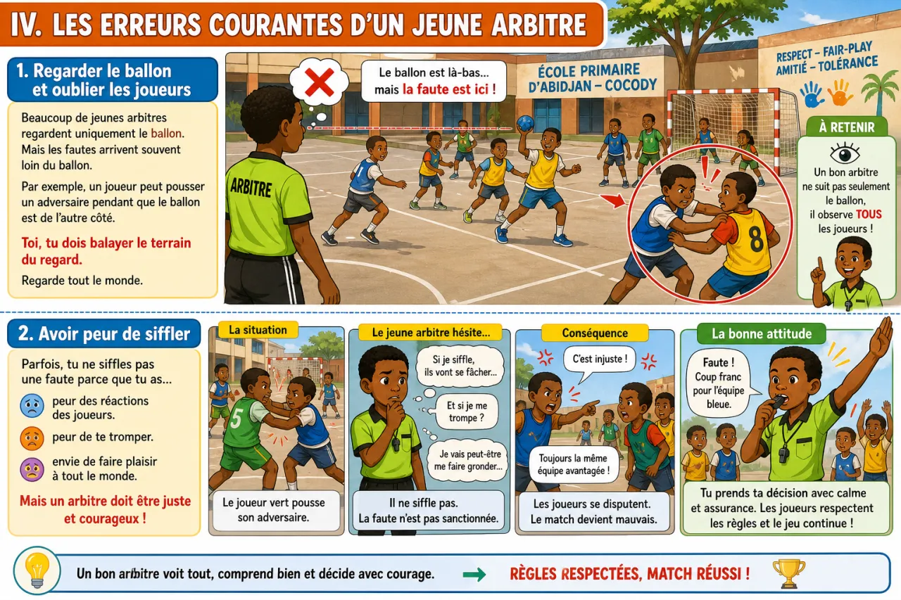 Arbitrer un match entre camarades — illustration