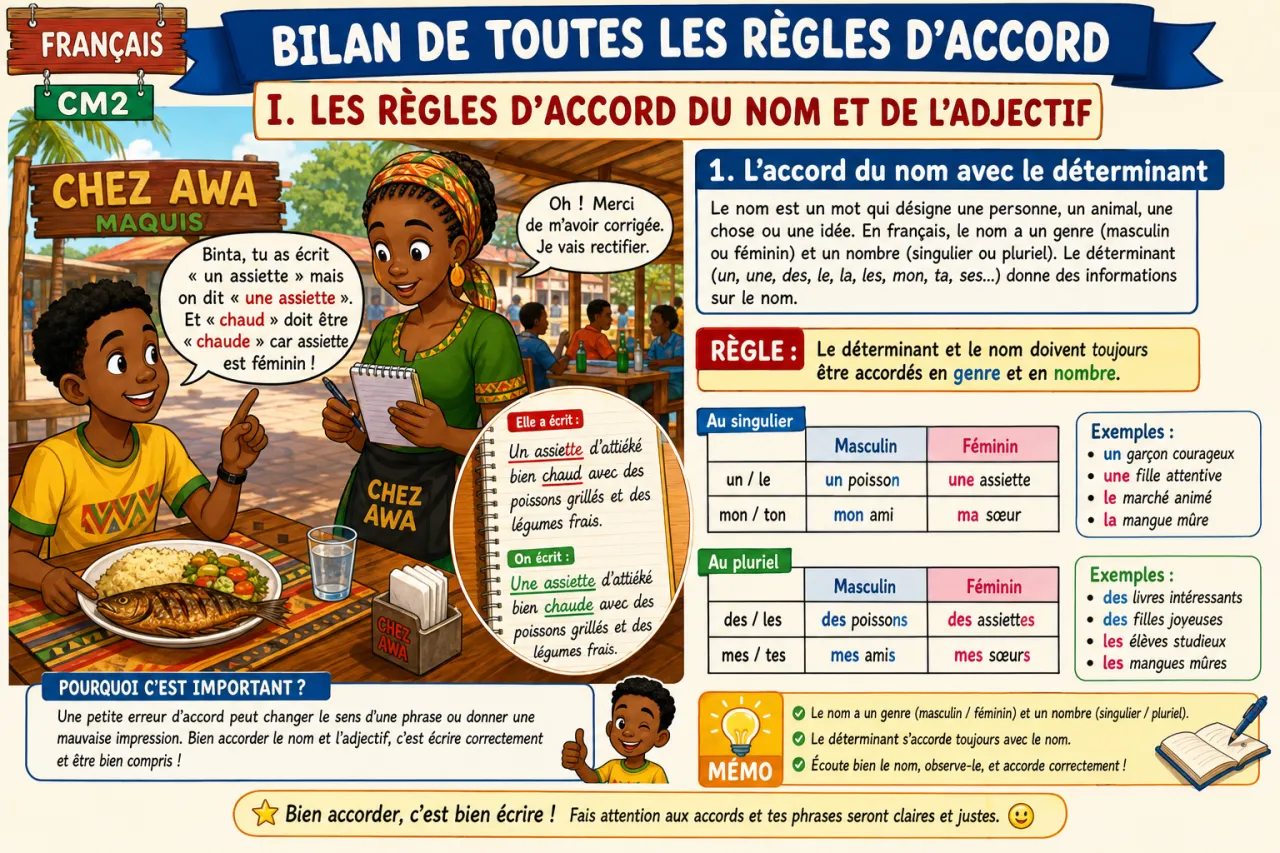 Bilan de toutes les règles d'accord — illustration