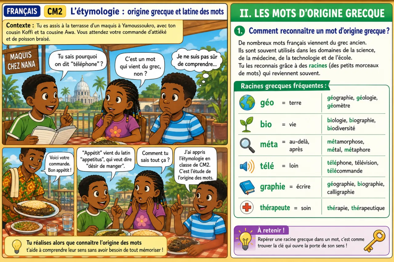 L'étymologie : origine grecque et latine des mots — illustration