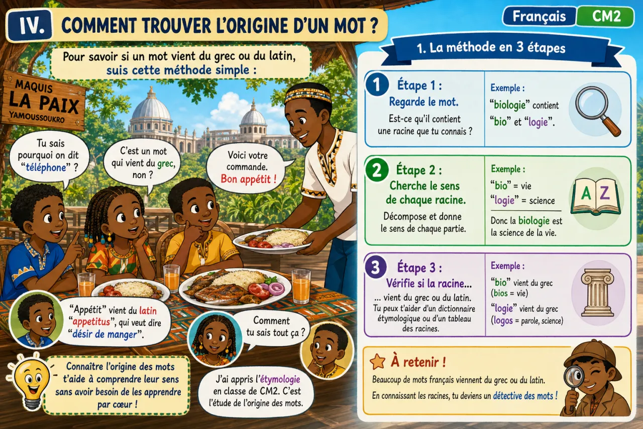 L'étymologie : origine grecque et latine des mots — illustration