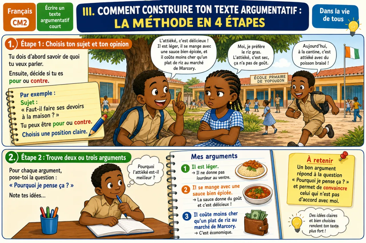Écrire un texte argumentatif court — illustration