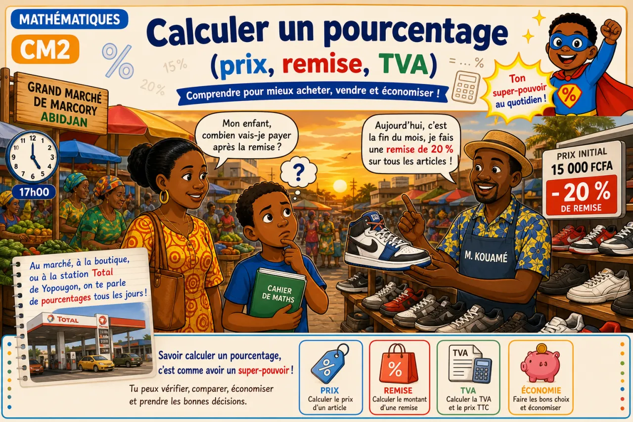 Calculer un pourcentage (prix, remise, TVA)