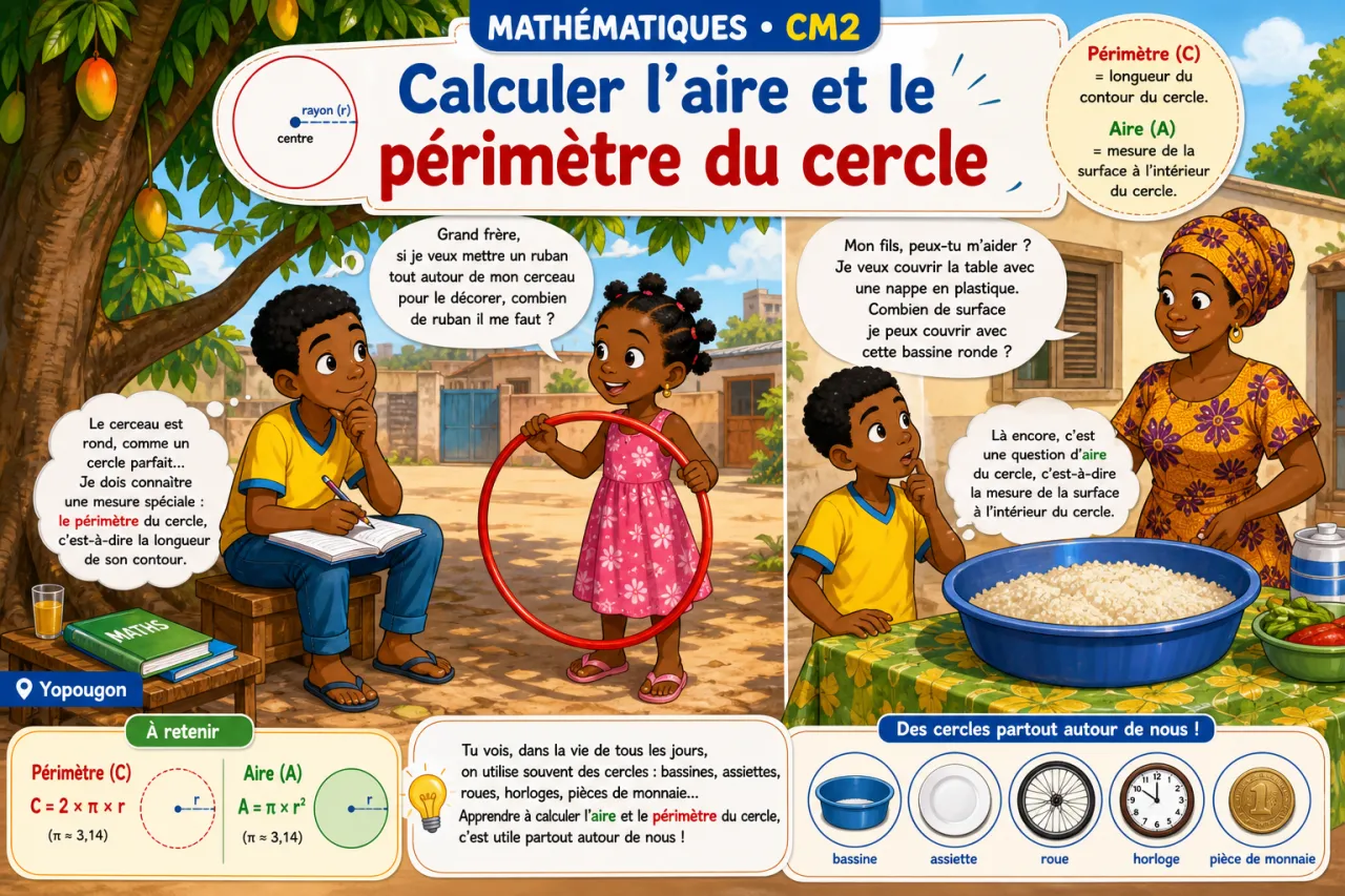 Calculer l'aire et le périmètre du cercle