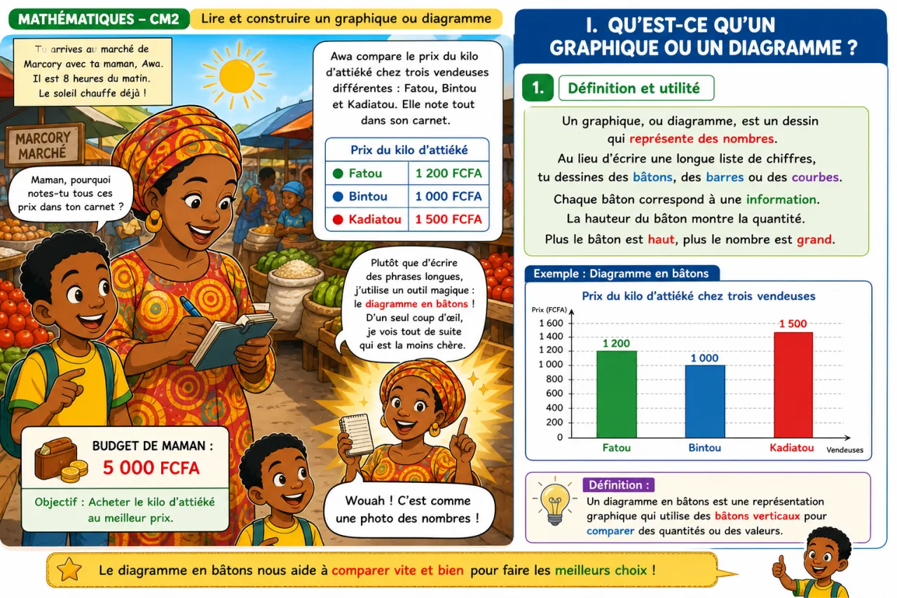 Lire et construire un graphique ou diagramme — illustration