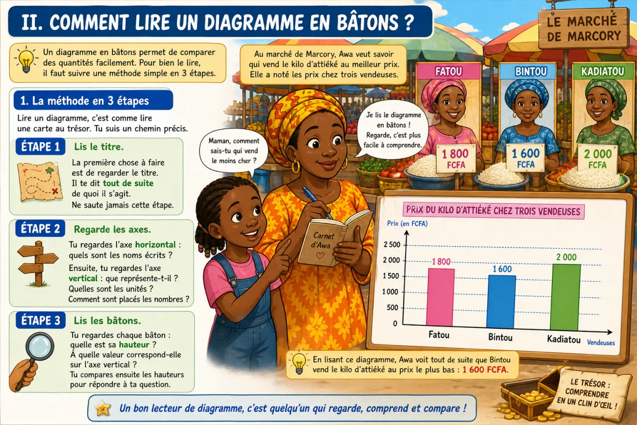 Lire et construire un graphique ou diagramme — illustration