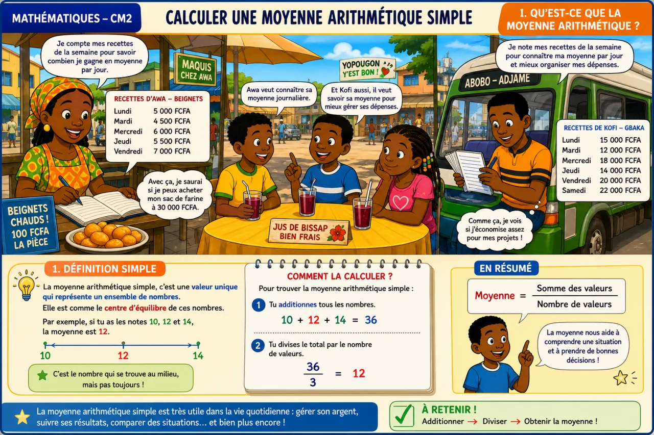 Calculer une moyenne arithmétique simple — illustration