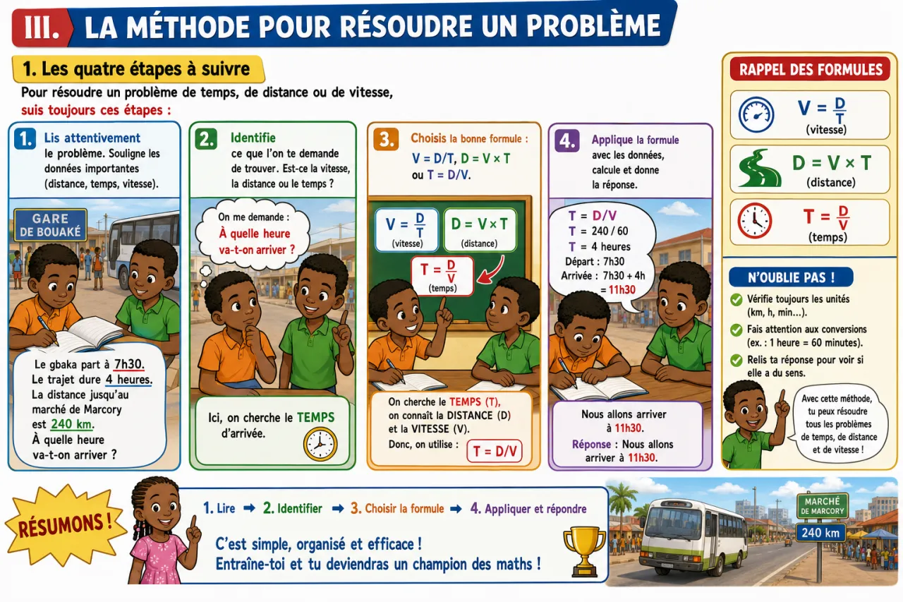 Problèmes de temps, de distance et de vitesse — illustration