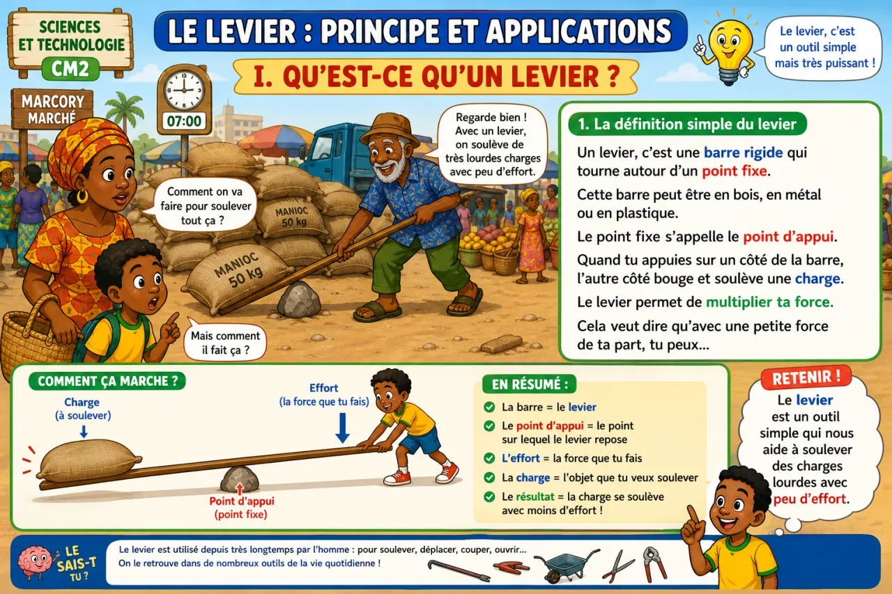 Le levier : principe et applications — illustration