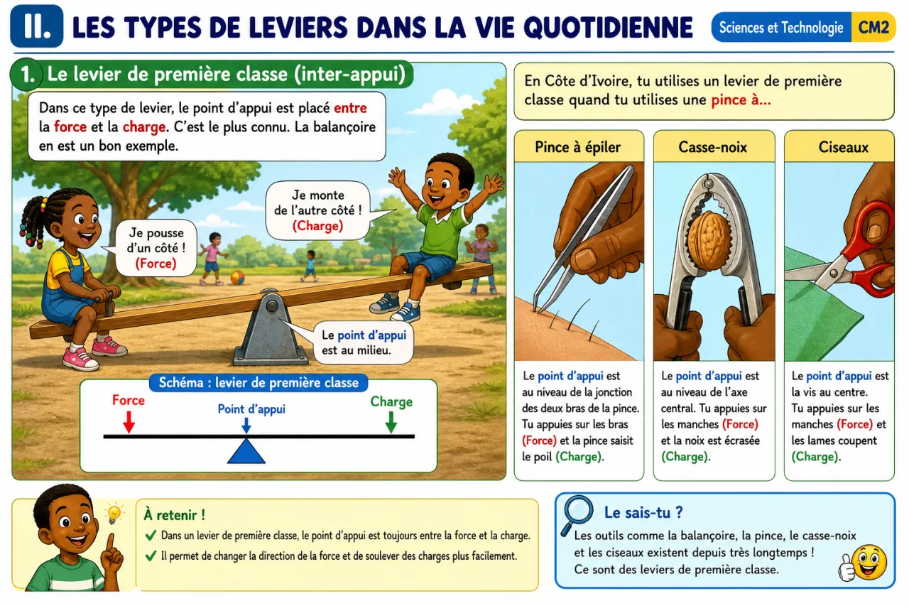 Le levier : principe et applications — illustration