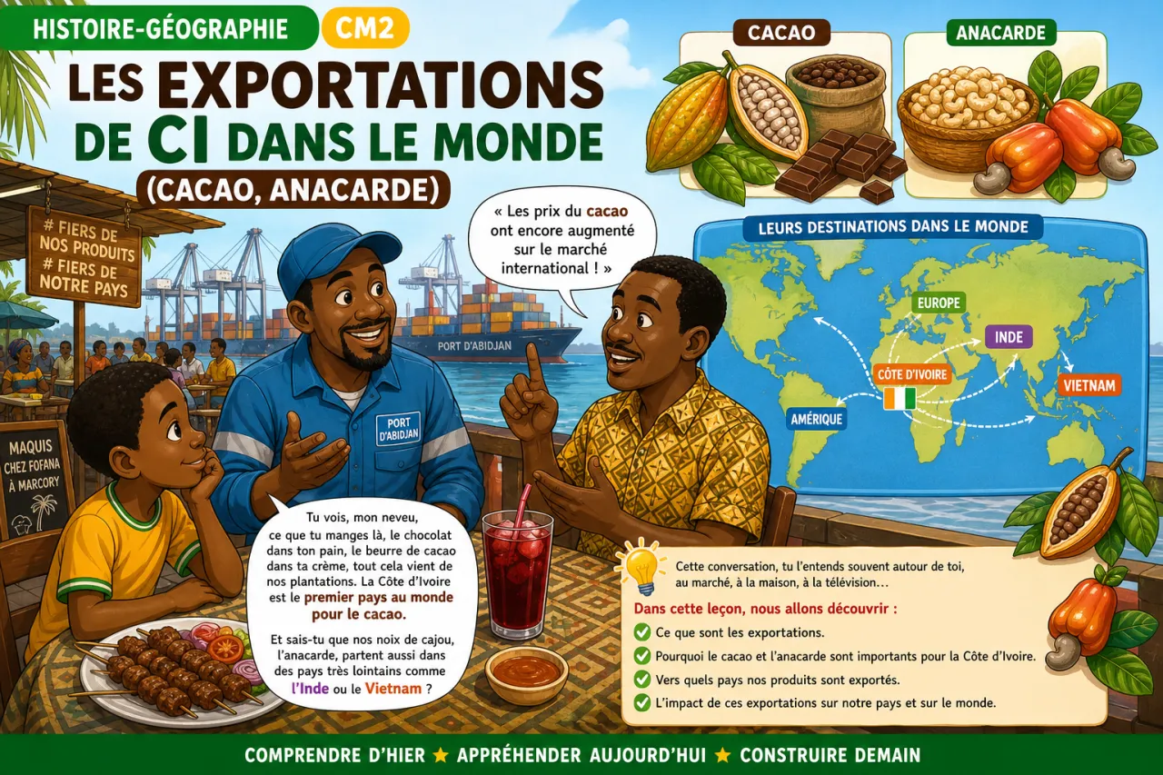Les exportations de CI dans le monde (cacao, anacarde)