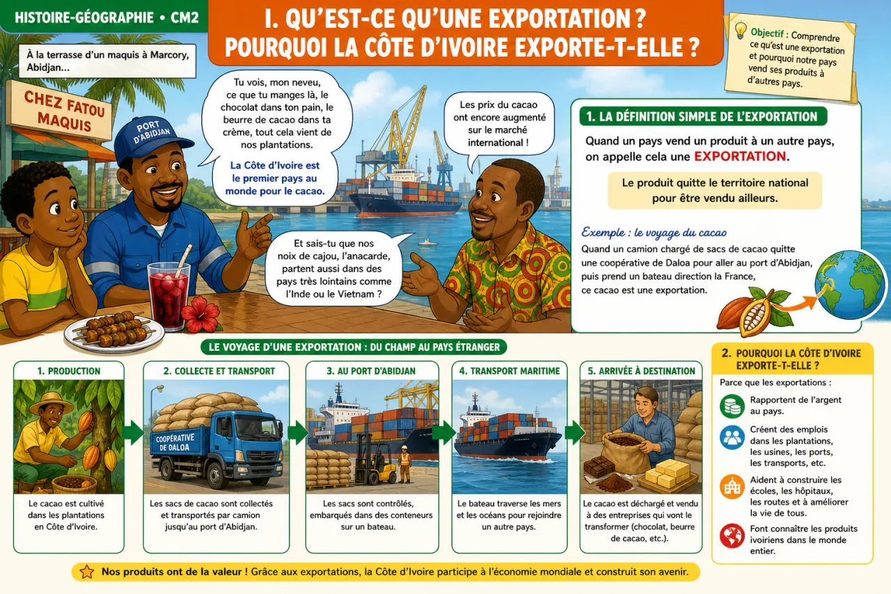 Les exportations de CI dans le monde (cacao, anacarde) — illustration
