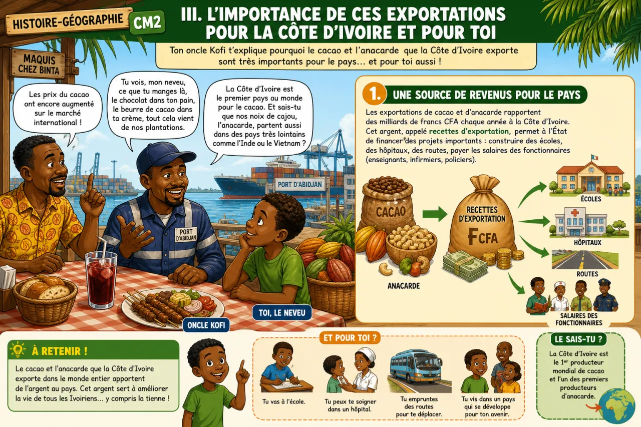 Les exportations de CI dans le monde (cacao, anacarde) — illustration