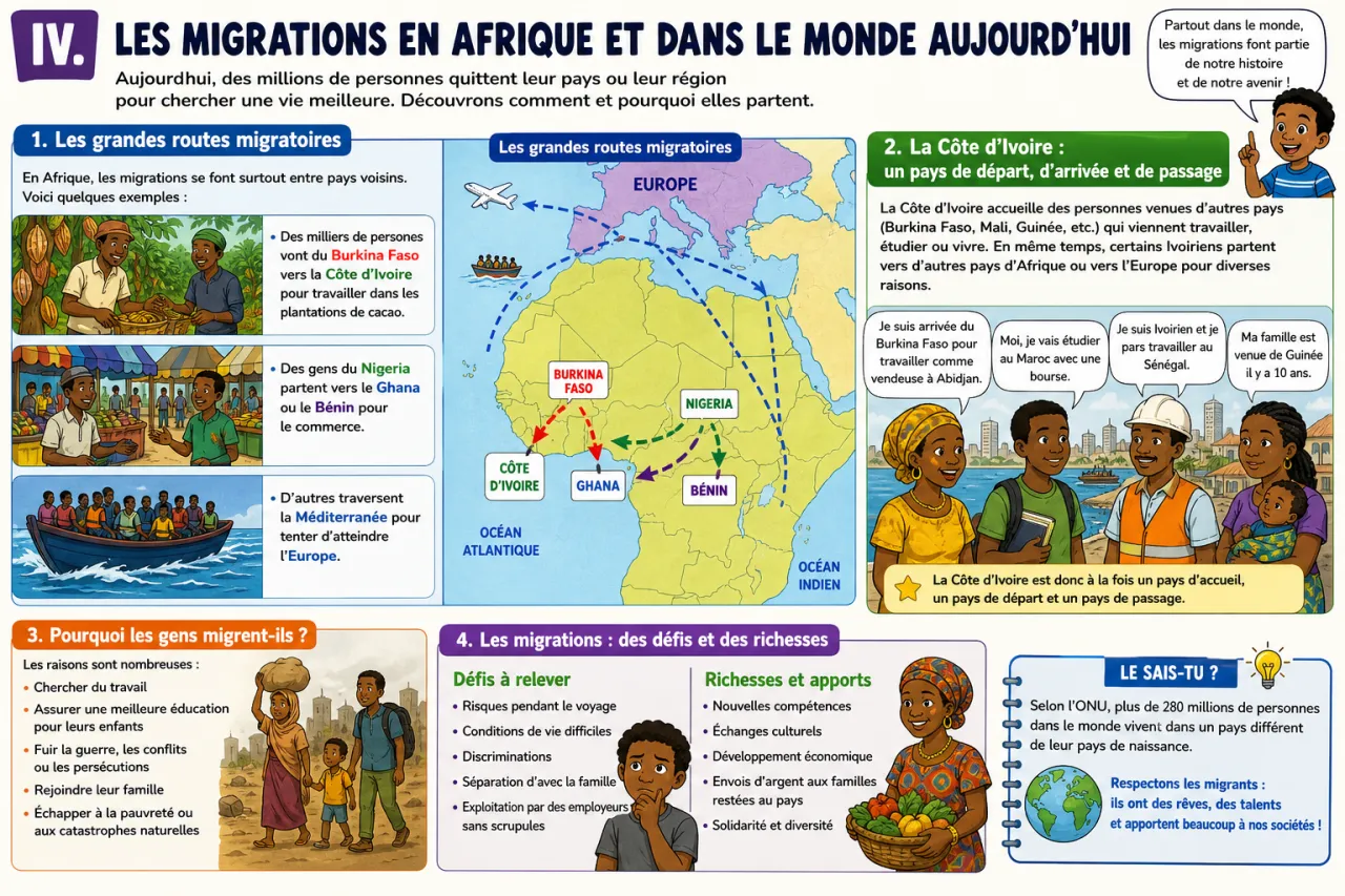 Les migrations dans le monde et en Afrique — illustration
