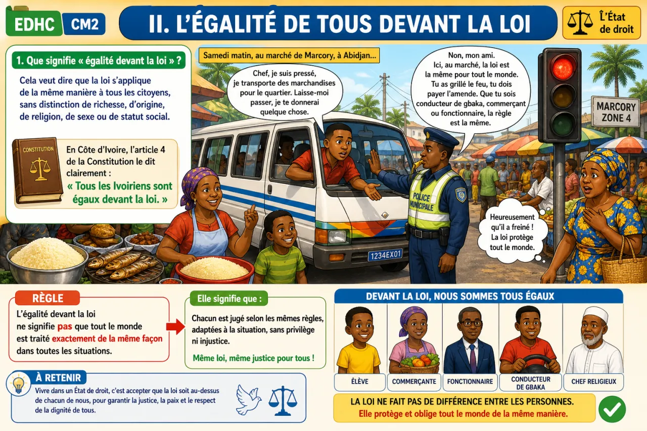 L'État de droit : égalité de tous devant la loi — illustration