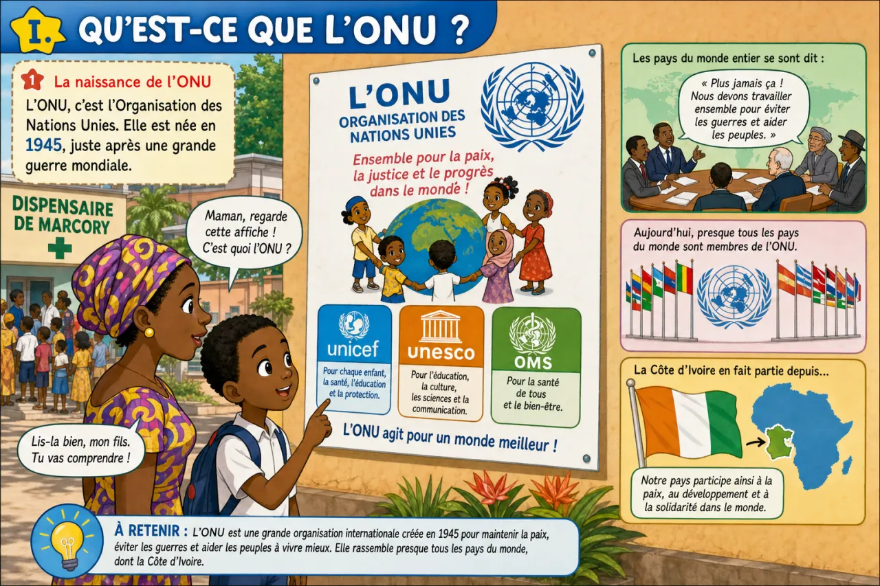 L'ONU et ses agences (UNICEF, UNESCO, OMS) — illustration