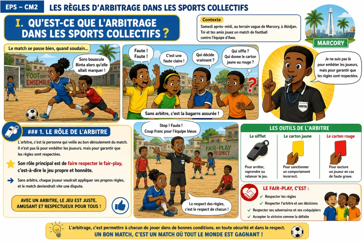 Les règles d'arbitrage dans les sports collectifs — illustration